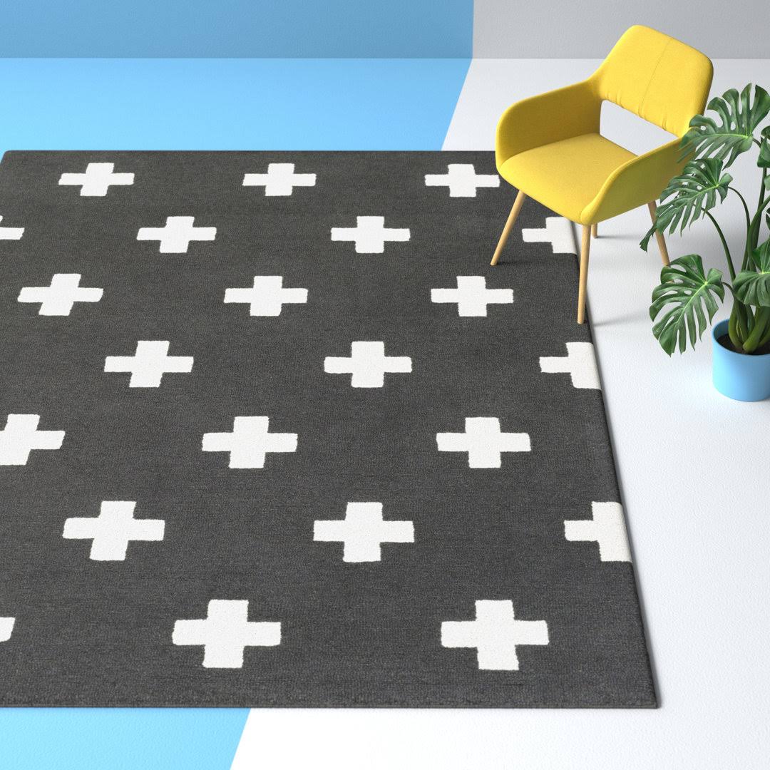 Cavan Geometric Handmade Tufted Wool Black/Off-White Area Rug Allmodern Rug Size: Rectangle 5' X 7'5KR1OV0J_7YSFY