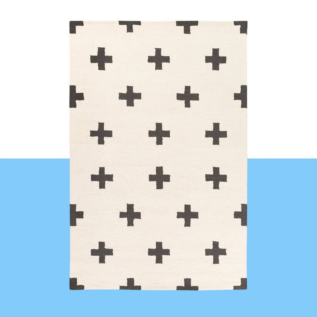 Cavan Geometric Handmade Tufted Wool Black/Off-White Area Rug Allmodern Rug Size: Rectangle 5' X 7'5KR1OV0J_7YSFY