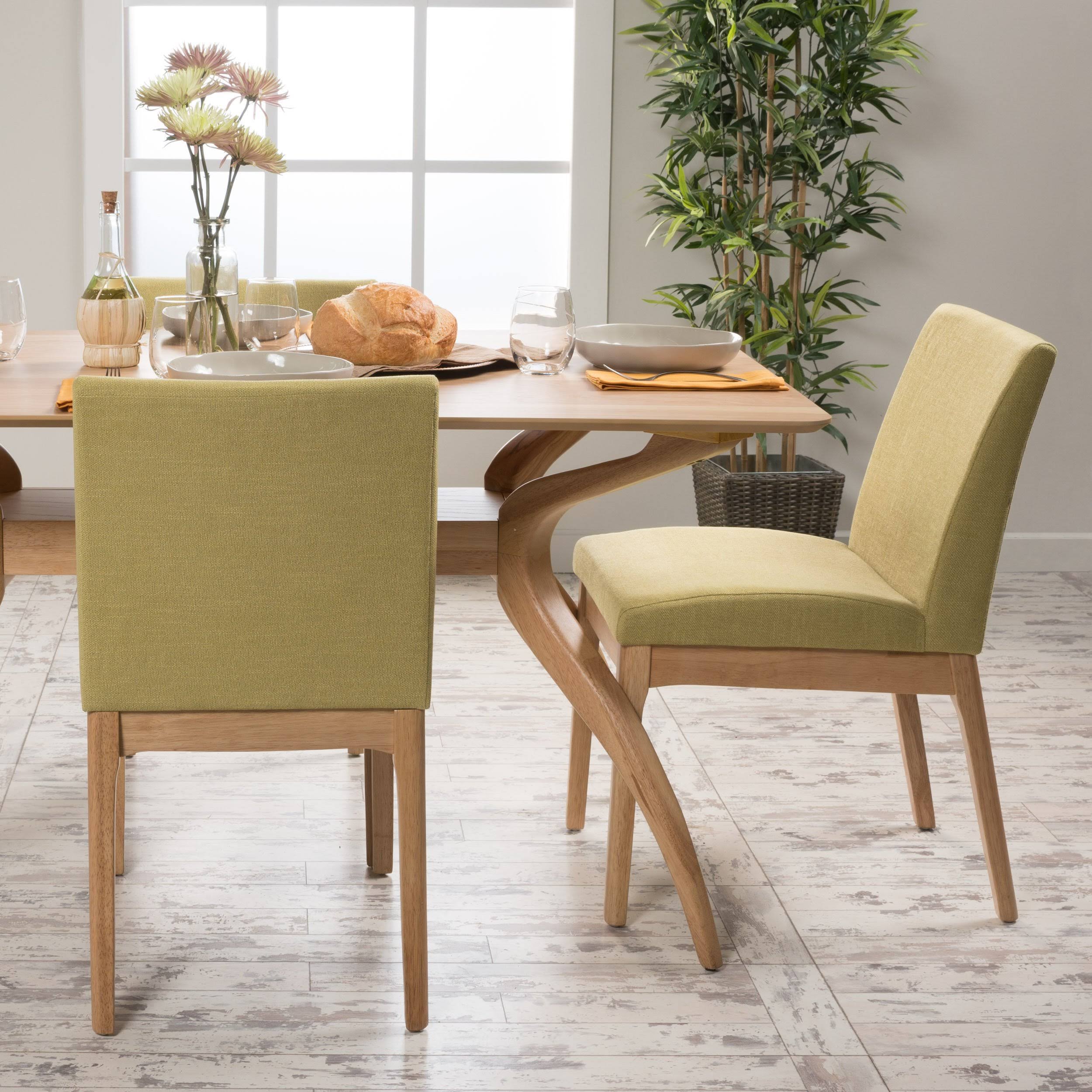 Leona Fabric Wood Finish Dining Chair Set Of 2 - Dark Gray Oak - 7RJJRIAN_AB4WJ