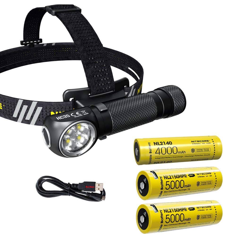 Nitecore Hc35 Rechargeable Led Headlamp - 4 X Cree Xp-G3 S3 W/2x Extra High Performance Nl2150hpr Rechargeable KI9IPQX5_9XQNG