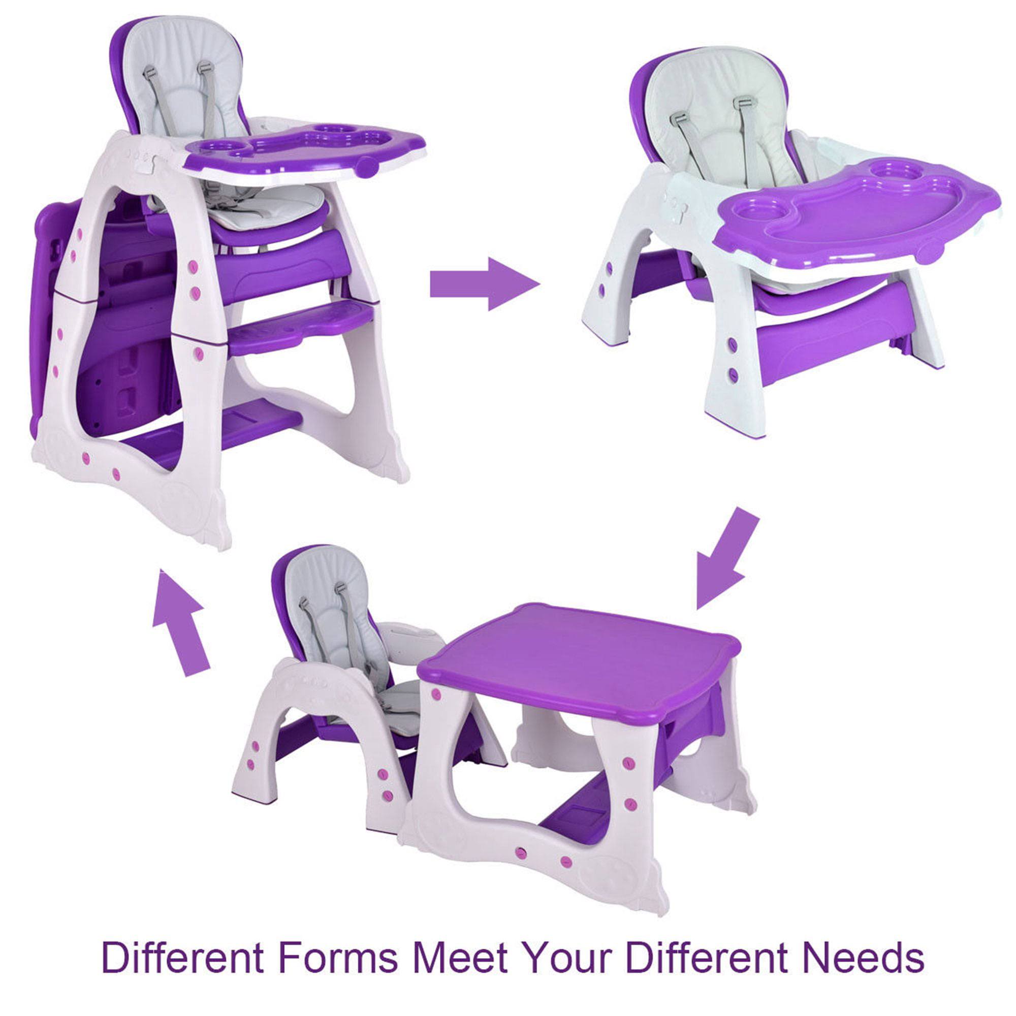 Costway 3 In 1 Baby High Chair Convertible Play Table Seat Booster Toddler Feeding S3QJFOIJ_EH6TE