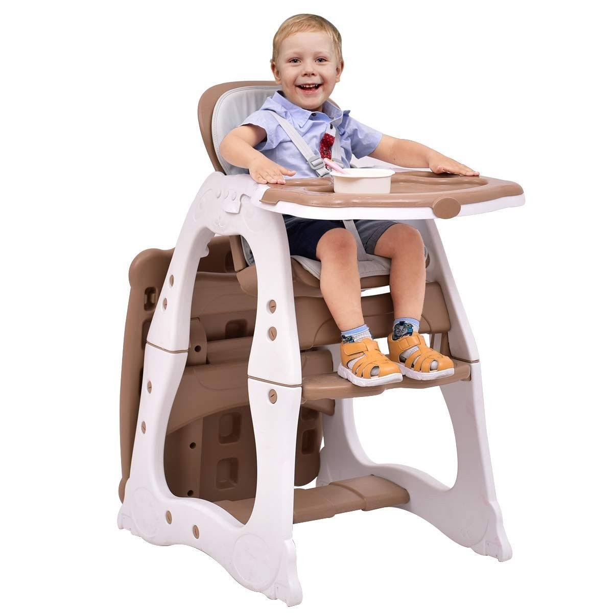 Costway 3 In 1 Baby High Chair Convertible Play Table Seat Booster Toddler Feeding S3QJFOIJ_EH6TE