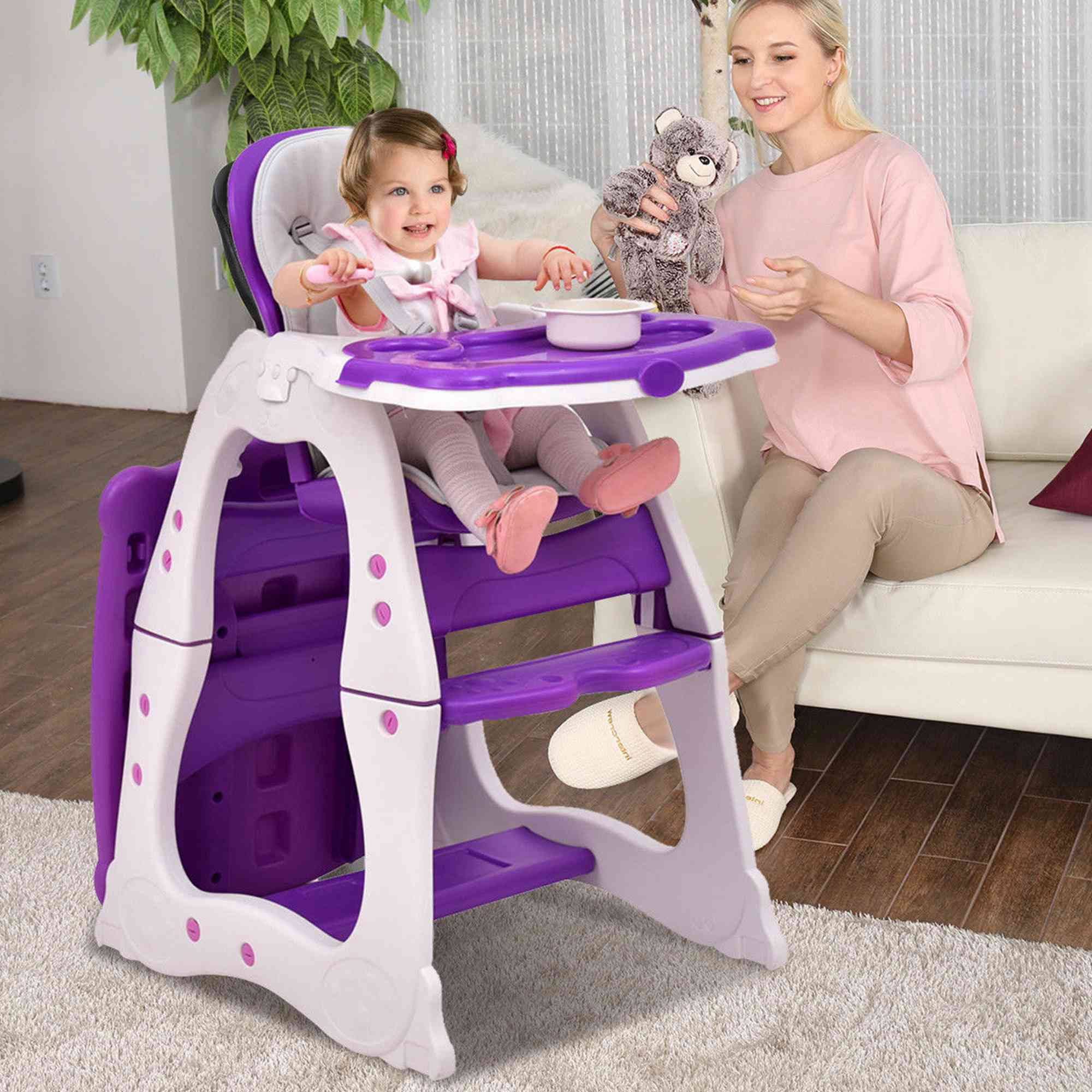 Costway 3 In 1 Baby High Chair Convertible Play Table Seat Booster Toddler Feeding S3QJFOIJ_EH6TE
