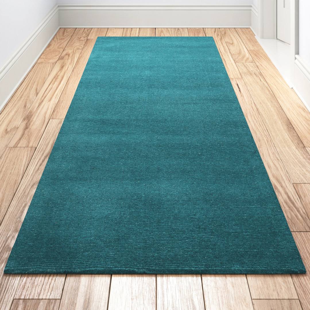 Naples Handwoven Wool Teal Area Rug Andover Mills Rug Size: Runner 2'6 X 8' JNE3VIHV_ZX4FD