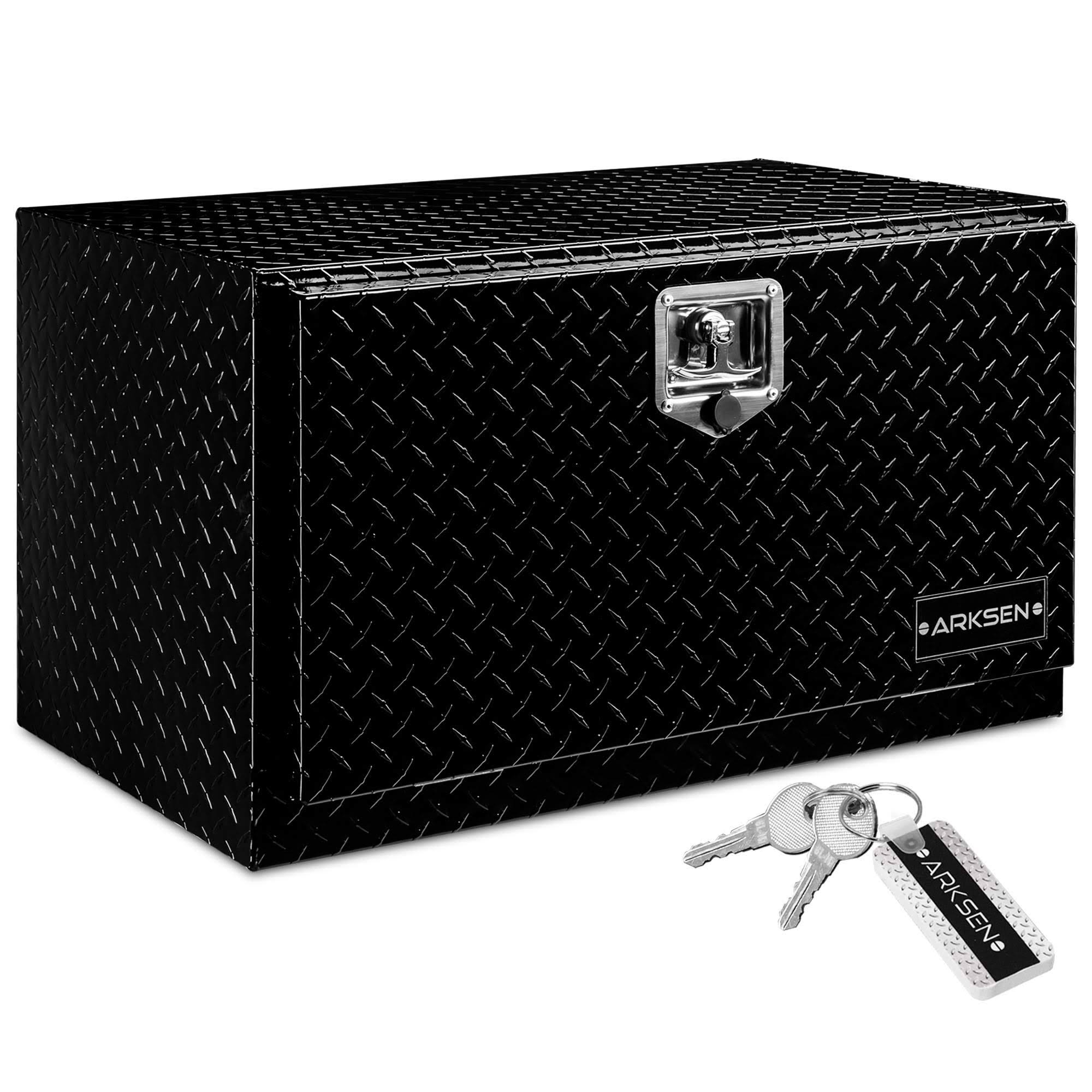 Arksen 30 Inch Aluminum Truck Underbody Diamond Plate Toolbox W/ T-Handle Latch Durable Pickup Trailer Storage Organizer Tool Box Key Lock, KMV3DTTW_K4LG9