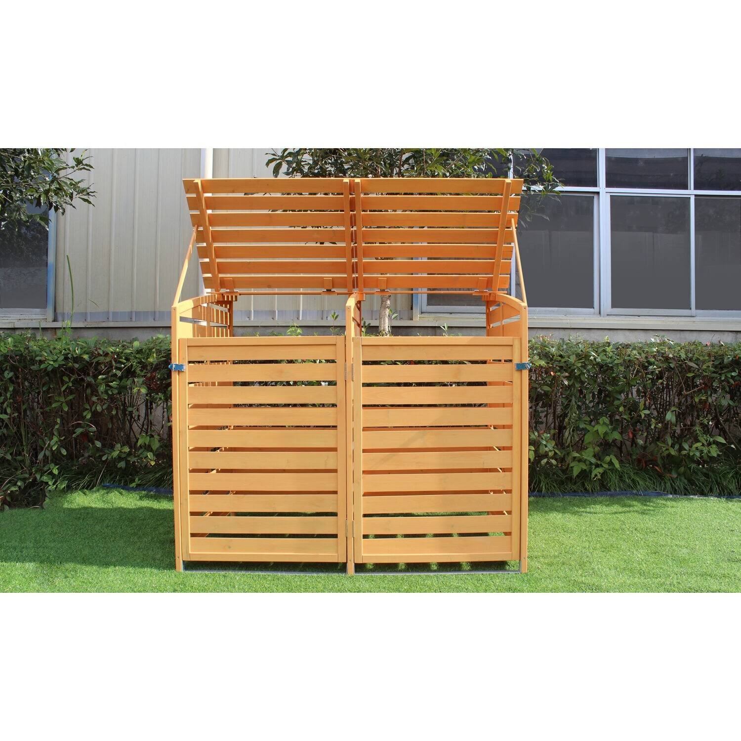Hanover 3 Ft. X 4.9 Ft. X 4 Ft. Wooden Trash And Recyclables Bin Storage Shed, ARTDEPHJ_OLE5R