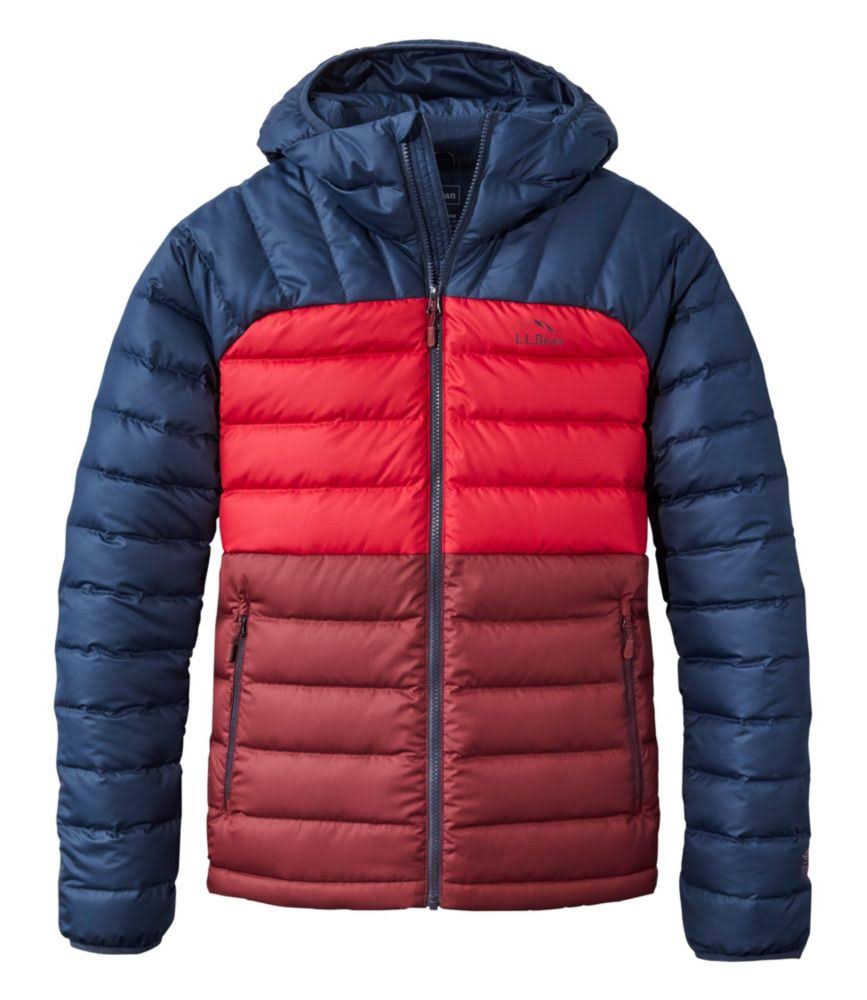 L.L.Bean Down Jacket Color-Block Men's Clothing Burgundy/Nautical Navy : DZPROKOS_FXEBM