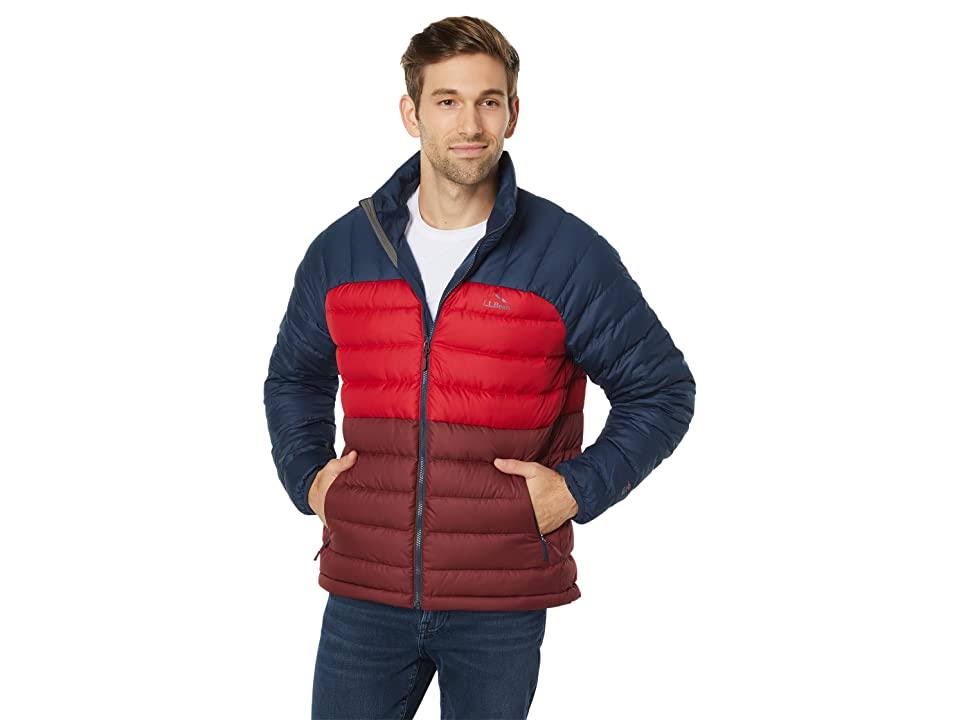 L.L.Bean Down Jacket Color-Block Men's Clothing Burgundy/Nautical Navy : DZPROKOS_FXEBM