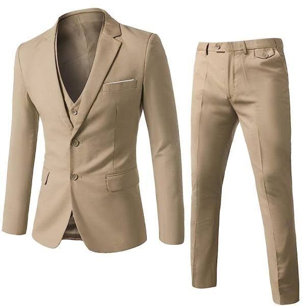 Ween Charm Mens Suits Slim Fit3 Piece Suit For Men2 Button Blazer Jacket Vest Pants With Tiemen Tuxedo Suit Set Light Grey, XU50C2EI_2MVY8