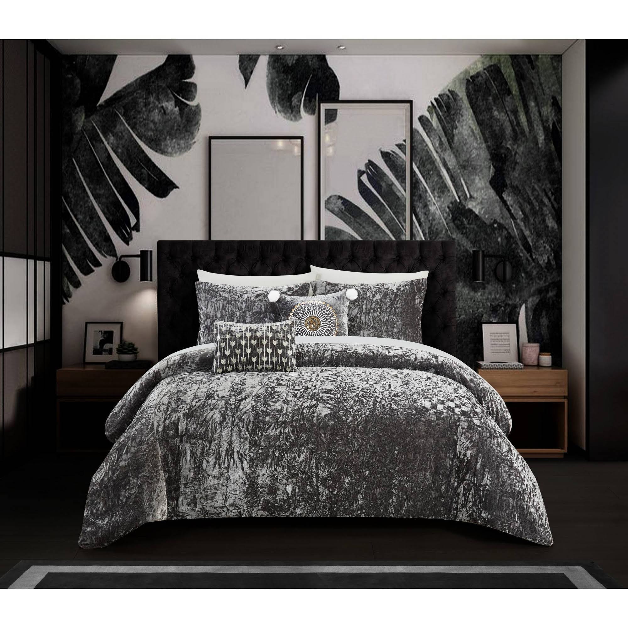 Chic Home Alianna 5 Piece Velvet Comforter Set Grey AGD3ZEJR_Q9BVN