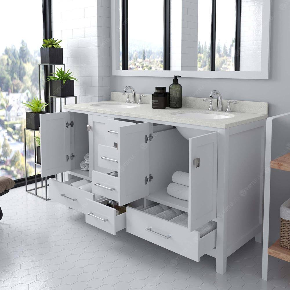 Caroline Avenue 60 Bath Vanity In White With Quartz Top And 4XCRKJI4_EFTBI