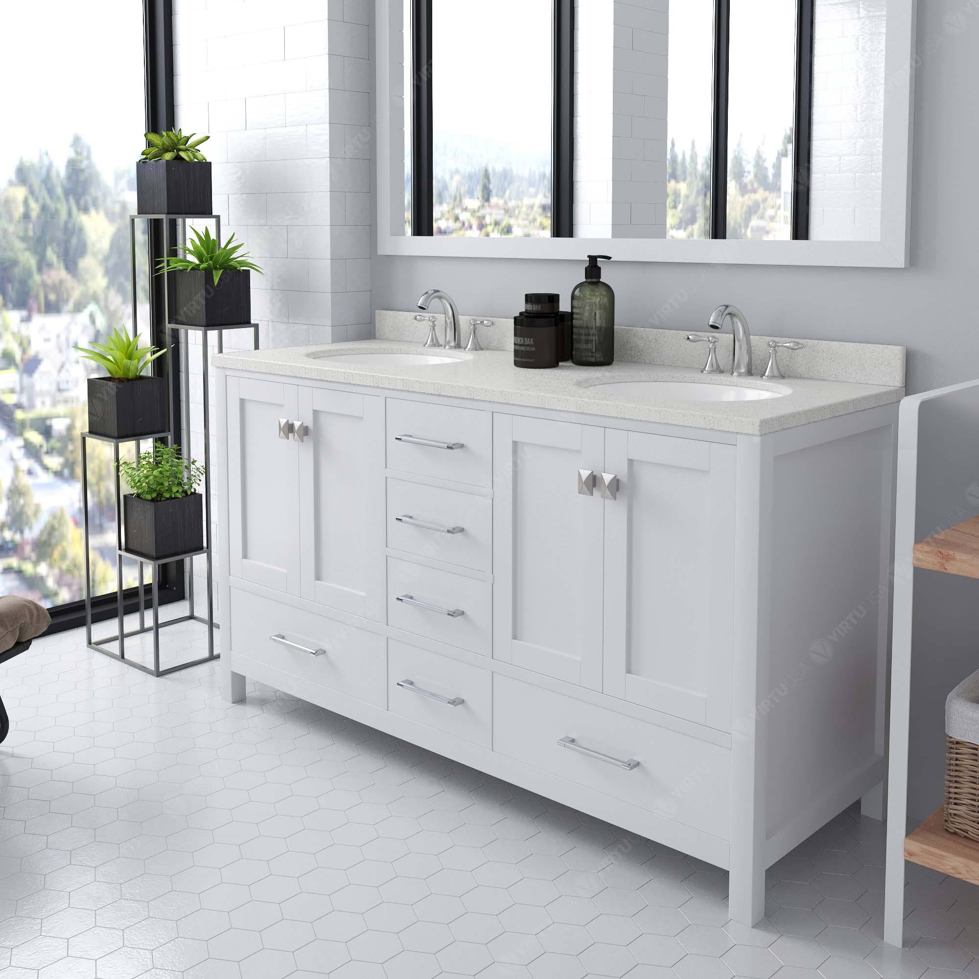 Caroline Avenue 60 Bath Vanity In White With Quartz Top And 4XCRKJI4_EFTBI