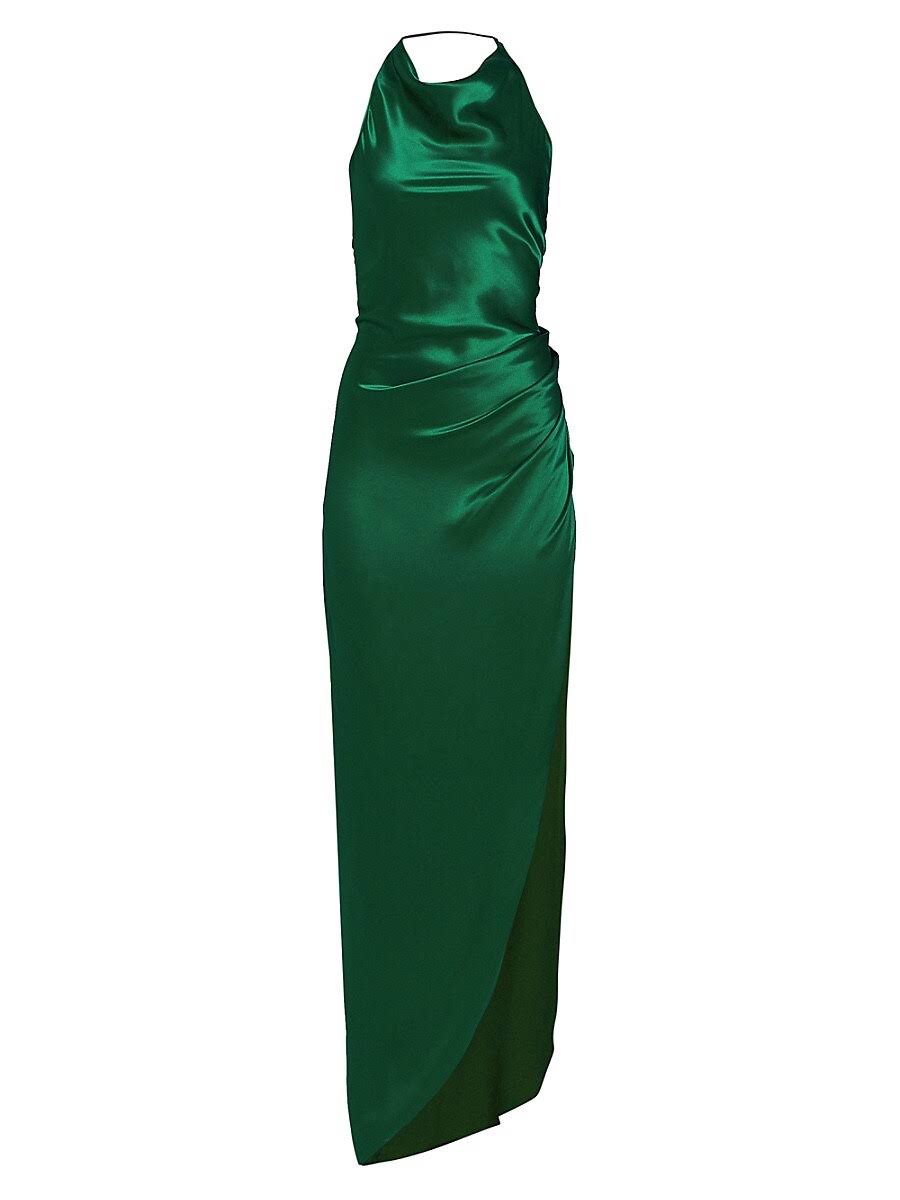 Amanda Uprichard Elektra Gathered Silk Halter Gown Ruby KGRGBXKT_LCQNO