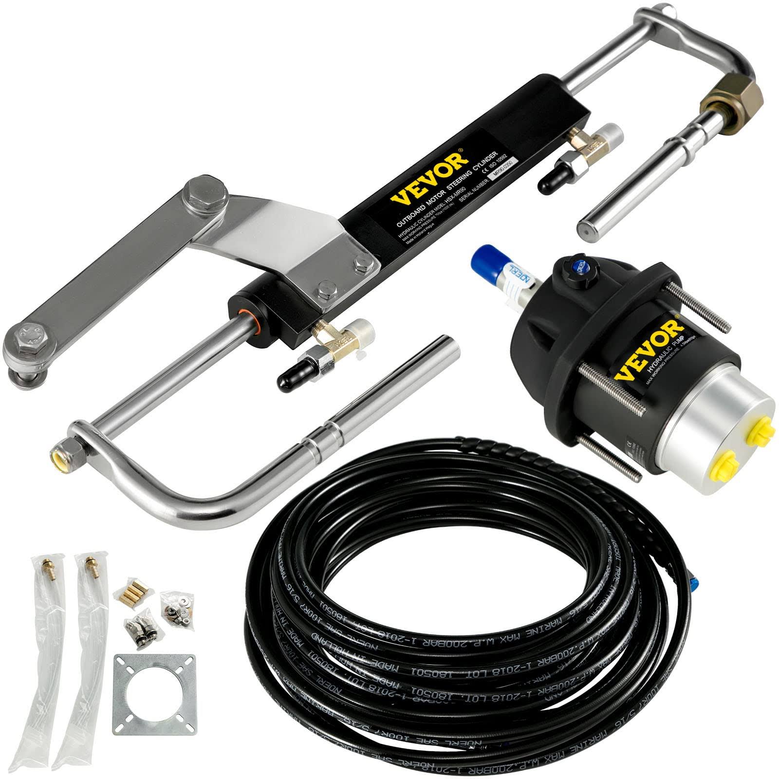 Vevor Hydraulic Steering Kit 90hp Hydraulic Outboard Steering Kit With Helm Pump Cylinder Marine Steering System QRX1UCQR_IDPTR