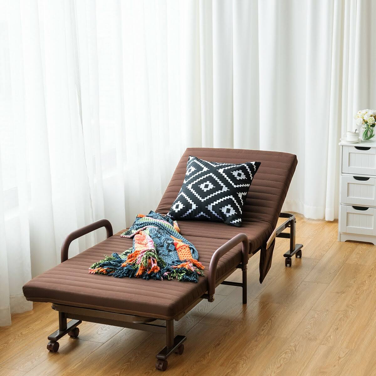 Adjustable Guest Single Bed Lounge Portable HOY2VVKE_YRX3P