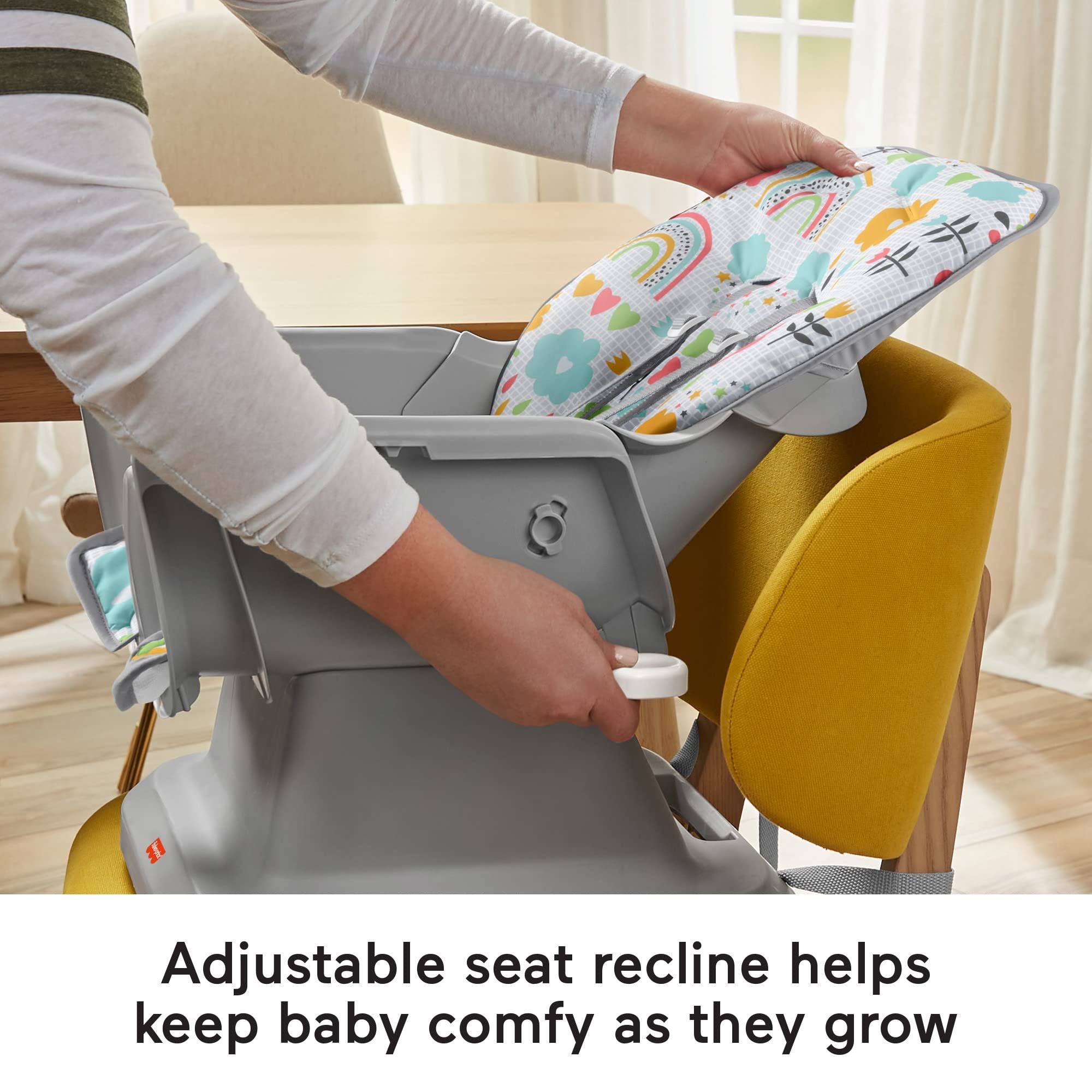 Fisher-Price Spacesaver Simple Clean High Chair Sun Showers, Portable Infant-To-Toddler Dining Chair And Booster Seat With Easy Clean Up OAAOYQOJ_I51UB