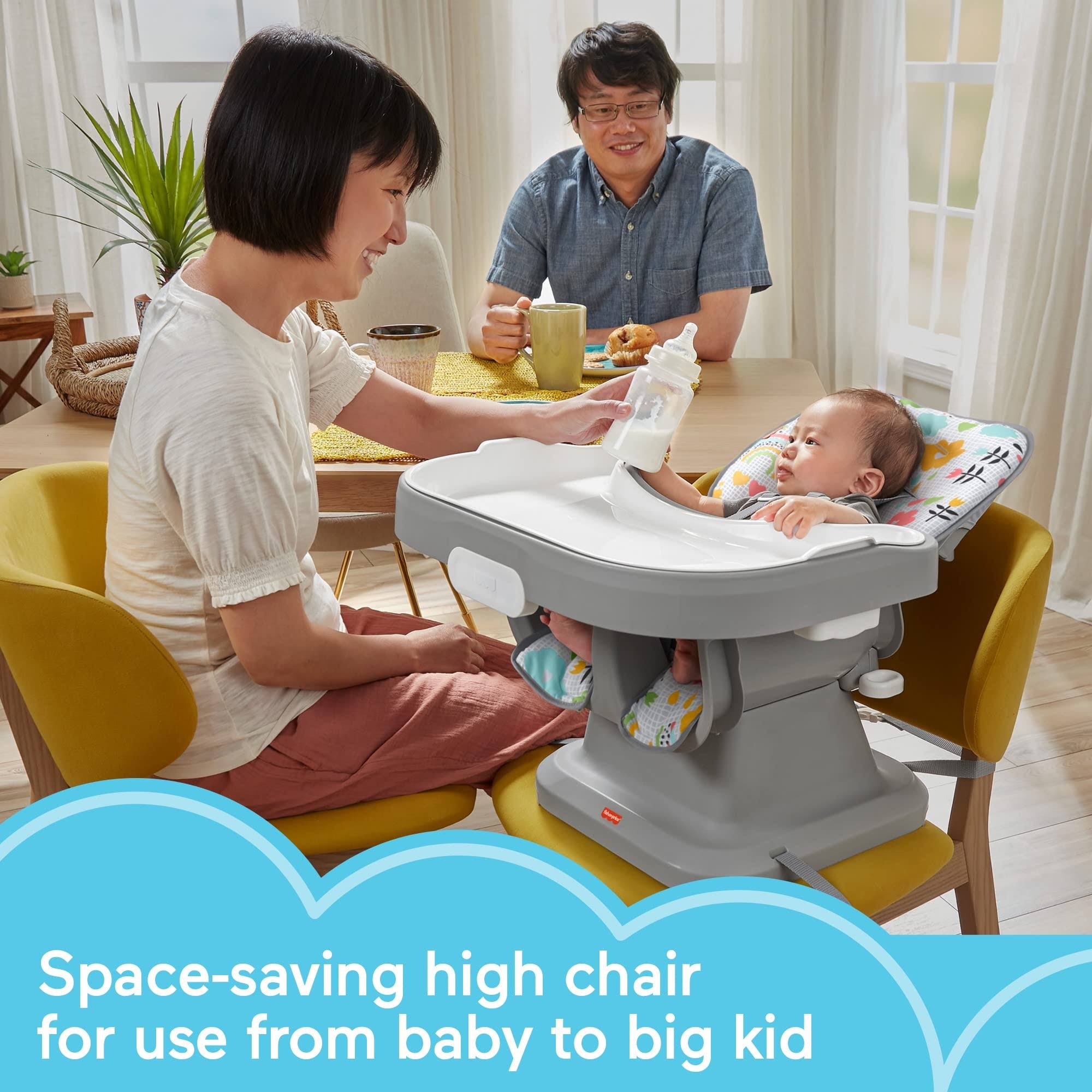 Fisher-Price Spacesaver Simple Clean High Chair Sun Showers, Portable Infant-To-Toddler Dining Chair And Booster Seat With Easy Clean Up OAAOYQOJ_I51UB