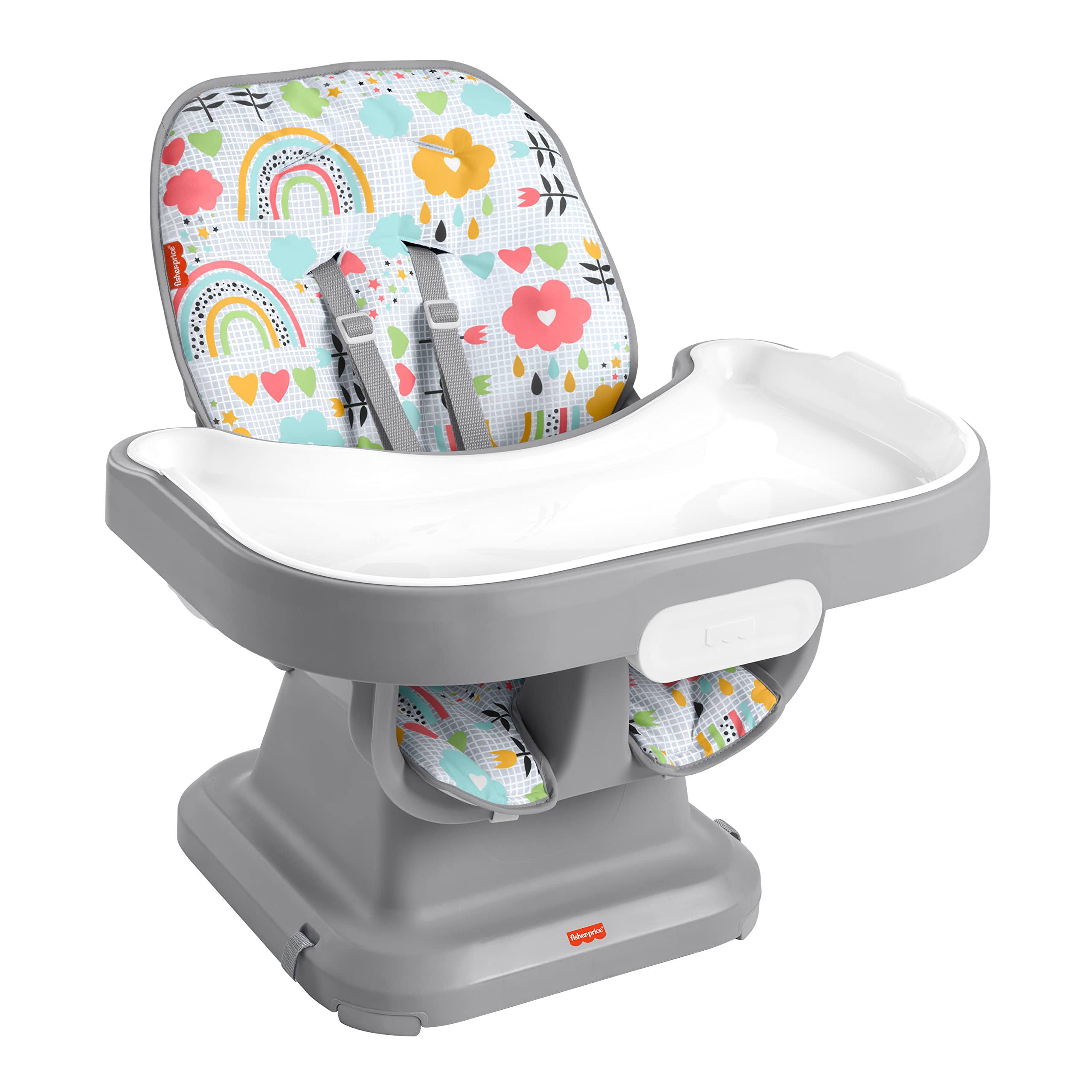 Fisher-Price Spacesaver Simple Clean High Chair Sun Showers, Portable Infant-To-Toddler Dining Chair And Booster Seat With Easy Clean Up OAAOYQOJ_I51UB