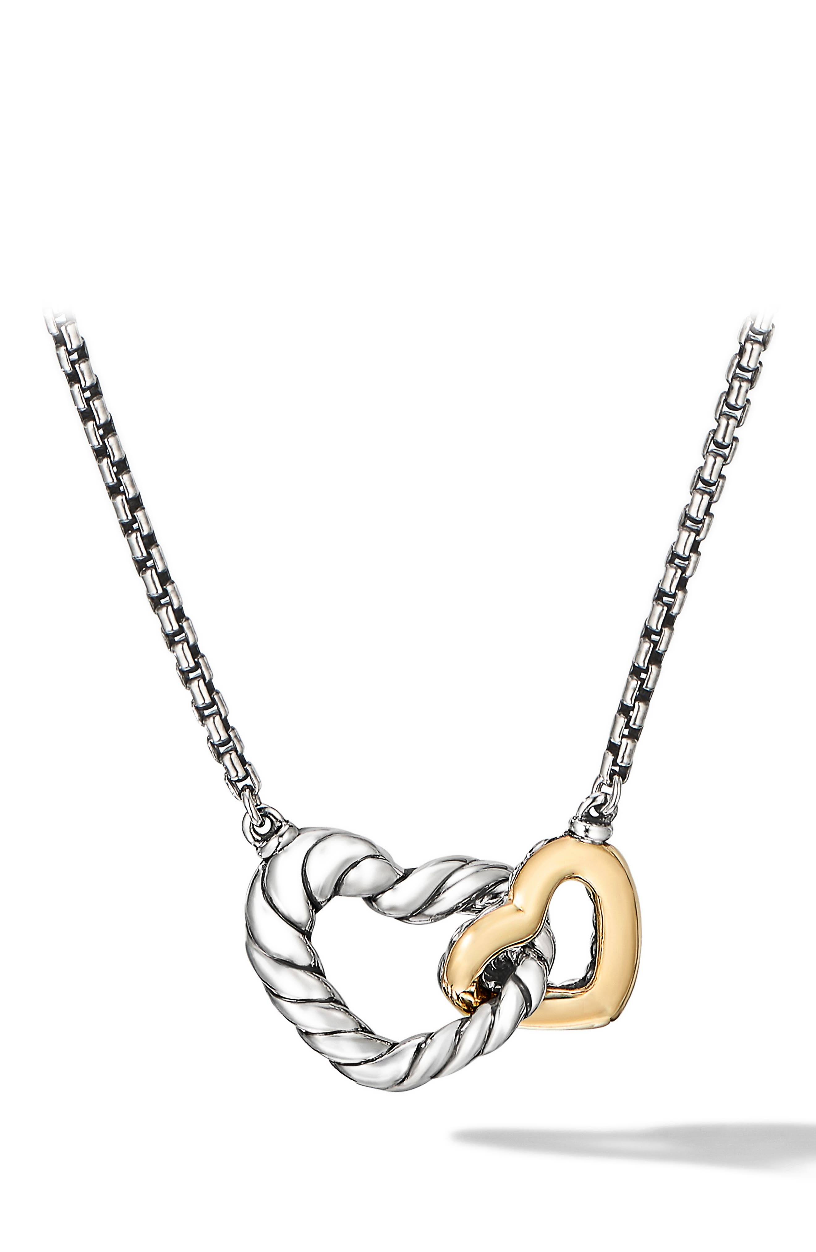 David Yurman Cable Collectibles Double Heart Necklace With 18k Yellow GDALUNXJ_BKUM7