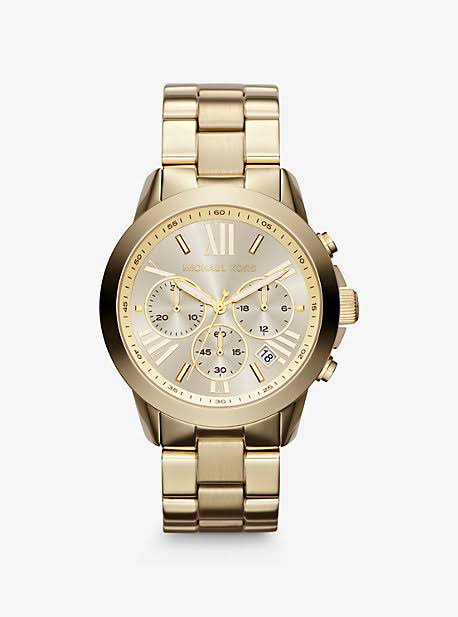 Michael Kors Oversized Bradshaw Gold-Tone Watch Gold One H8OGLVUS_EI8MF
