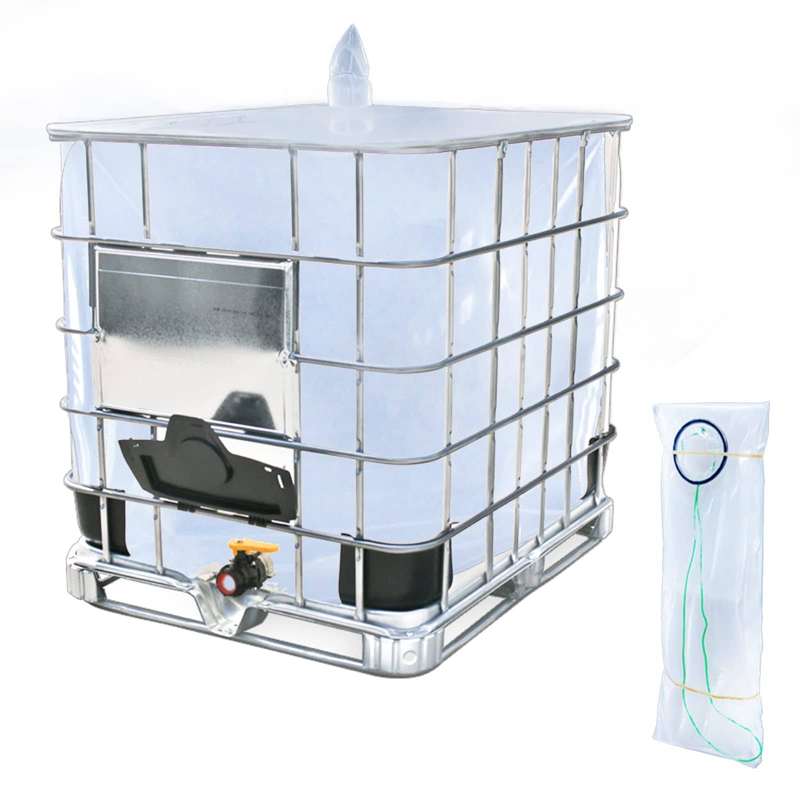Caichuxiye Ibc Tote Cove, 275 Gallon Ibc Water Storage Barrel Liner Bags,1000 Liter Rain Barrel Protective Accessorie (With Bottom Water Outlet) OV54OZLZ_Q6AFN