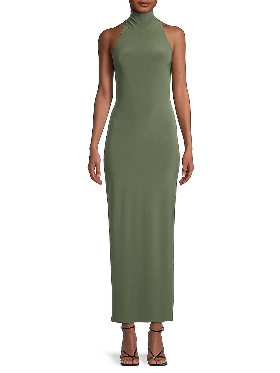 Norma Kamali Halter Turtle Side Slit Gown - Black / Size QMS3LXPK_QV6S9