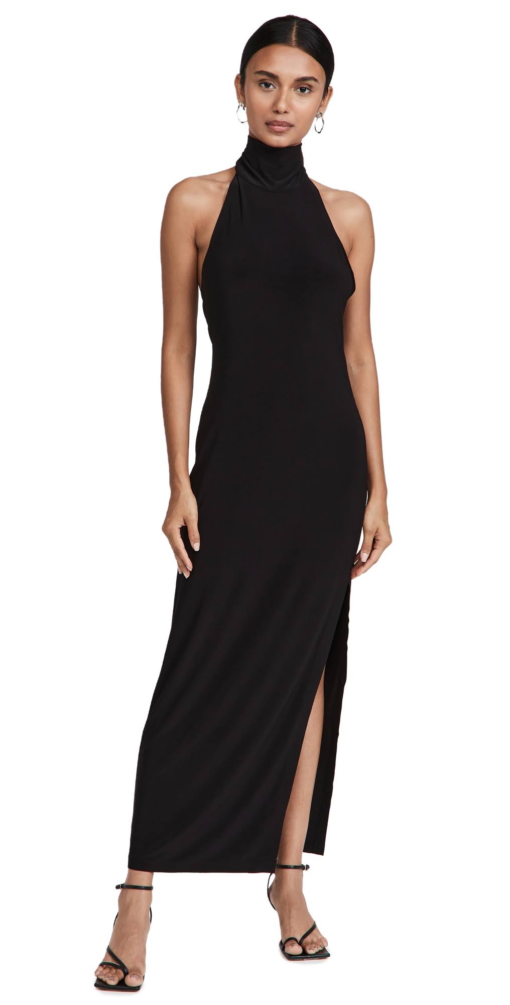 Norma Kamali Halter Turtle Side Slit Gown - Black / Size QMS3LXPK_QV6S9