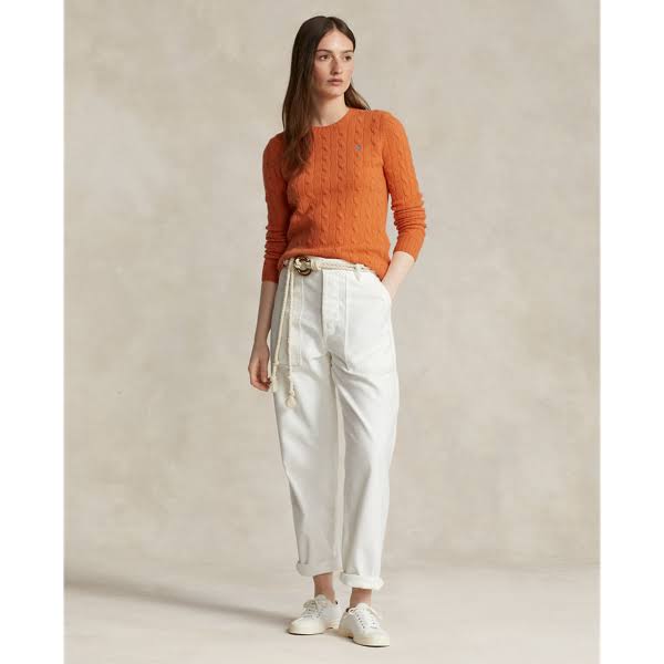 Polo Ralph Lauren Women's Julianna Cable-Knit Wool-Blend Sweater - Flannel Orange Melange - Size PXFIFNTL_5LUUE