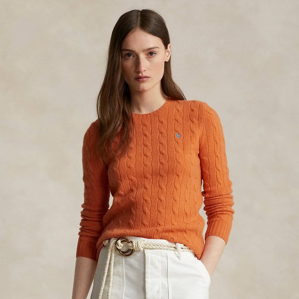 Polo Ralph Lauren Women's Julianna Cable-Knit Wool-Blend Sweater - Flannel Orange Melange - Size PXFIFNTL_5LUUE