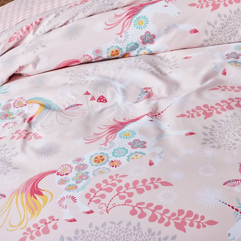 The Company Store Company Kids Fancy Unicorns Pink Multi Organic Cotton Percale Queen Sheet 5KWHMBPR_P3LGU
