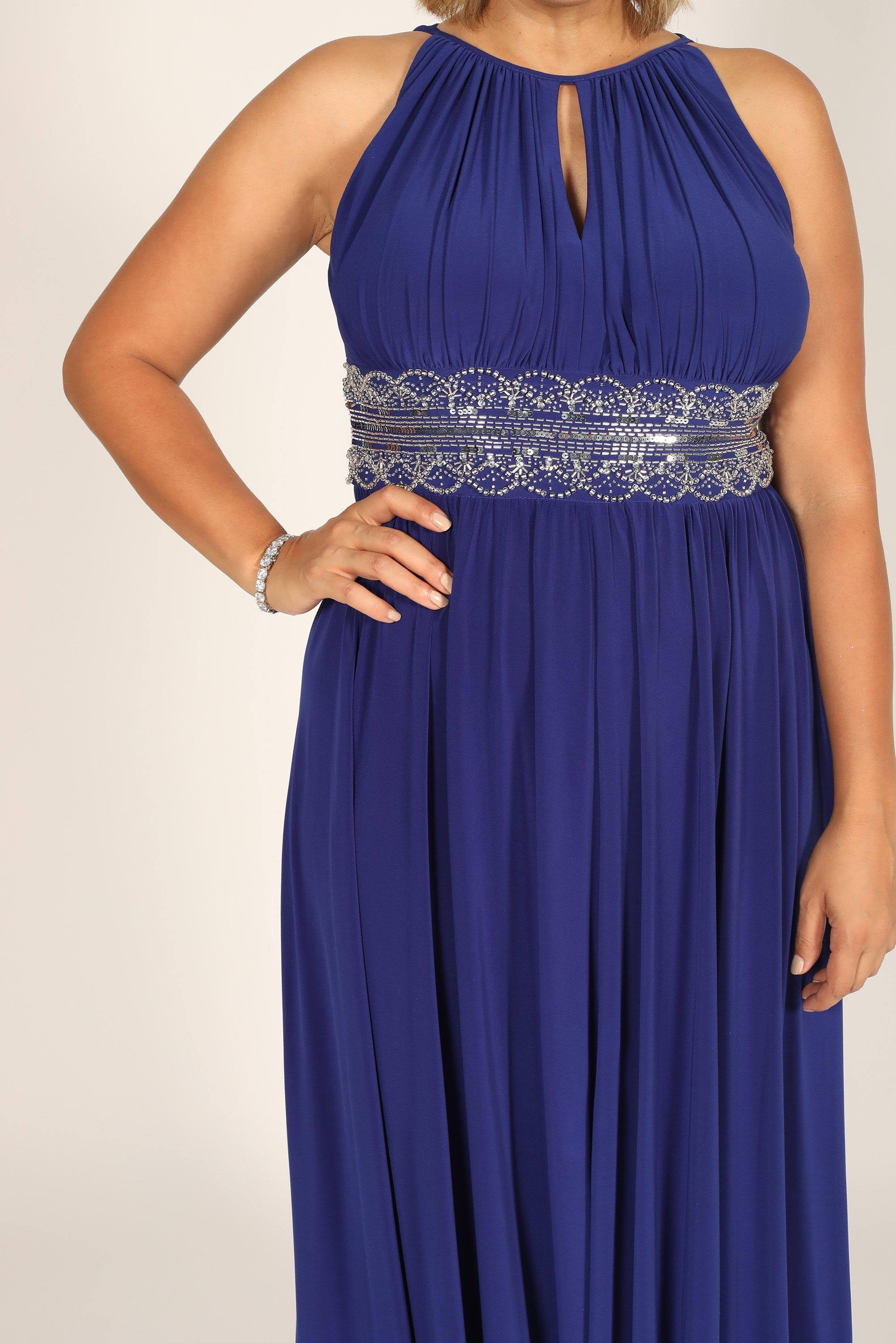 R & M Richards Petite Sleeveless Beaded Gown - 12p / Royal DZAEH9Q6_K5GON