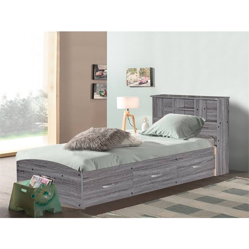 Better Home Products California Wooden Twin Captains Bed In UMRPYTPK_IXKUP
