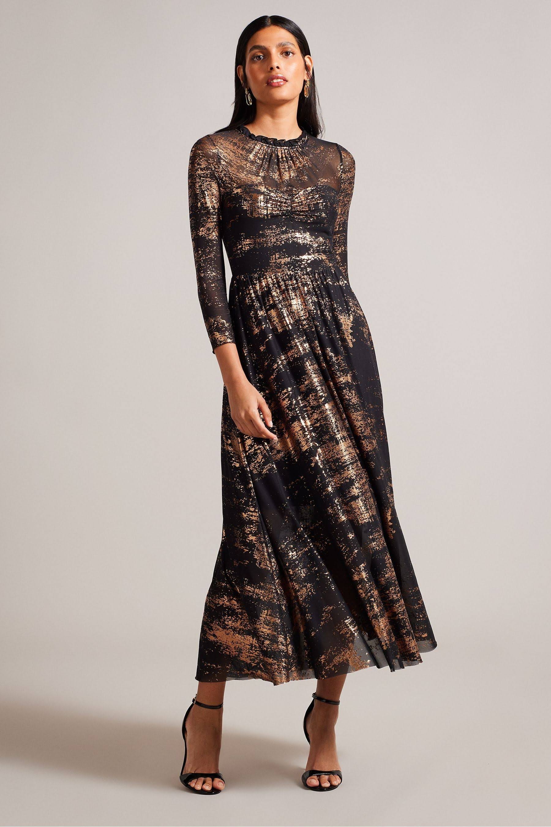 Ted Baker Women's Abstract Print Midaxi Dress In Black, U0JWODQE_GAMGA