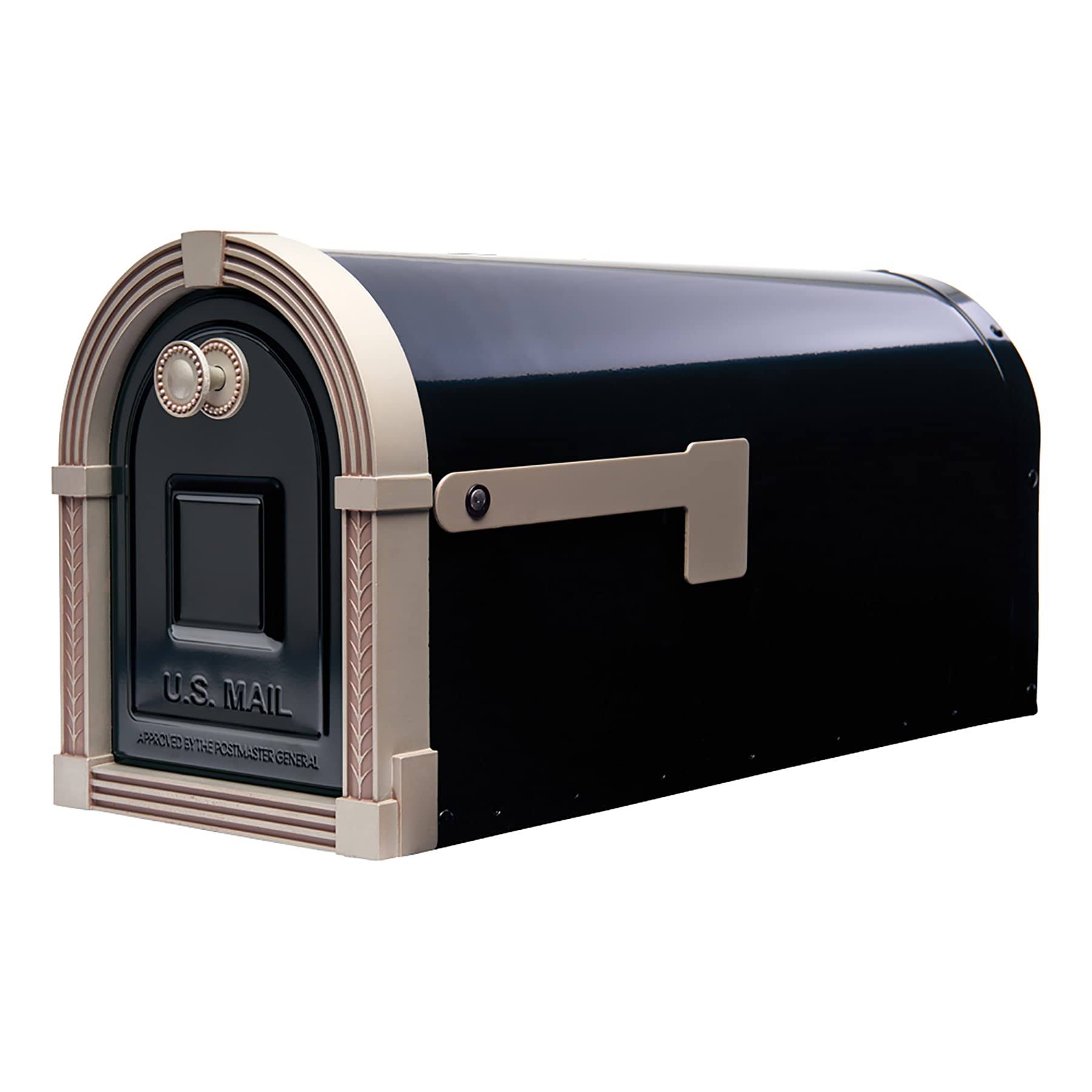 Brunswick Large, Steel, Post Mount Mailbox, Black With Brushed CPKK6OQ0_RNS5Q