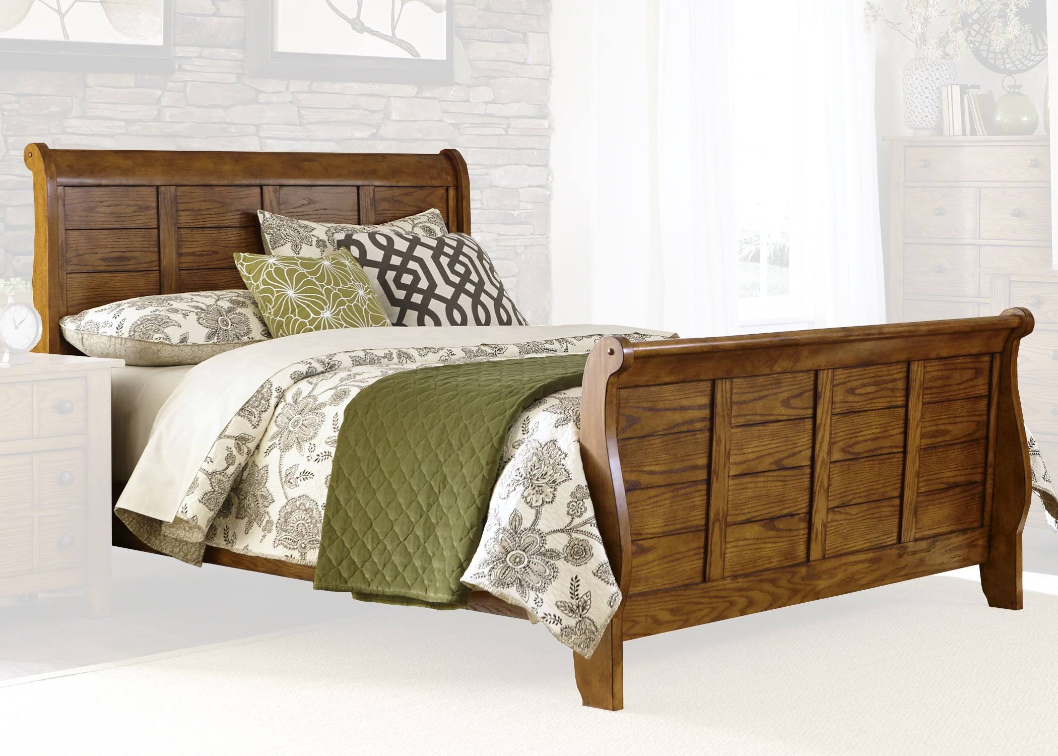 Liberty Furniture Grandpas Cabin Aged Oak Queen Sleigh 5YCDXTYB_0WO8I