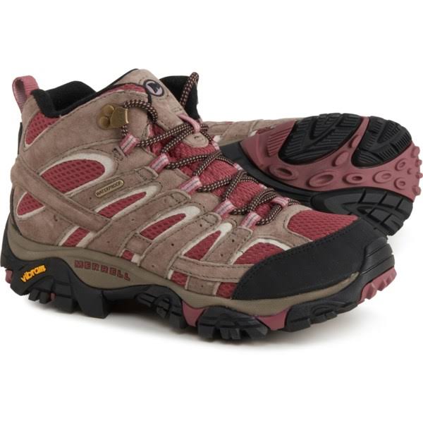 Merrell Women's Moab 2 Mid Waterproof Hiking Boot, Boulder/Blush, Z0GRDV2Y_1XIAB