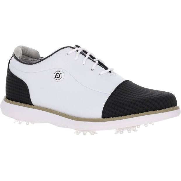 Footjoy Women's Traditions Cap Toe Golf Shoes White/Black M 8.KUOACG3W_PZOSO