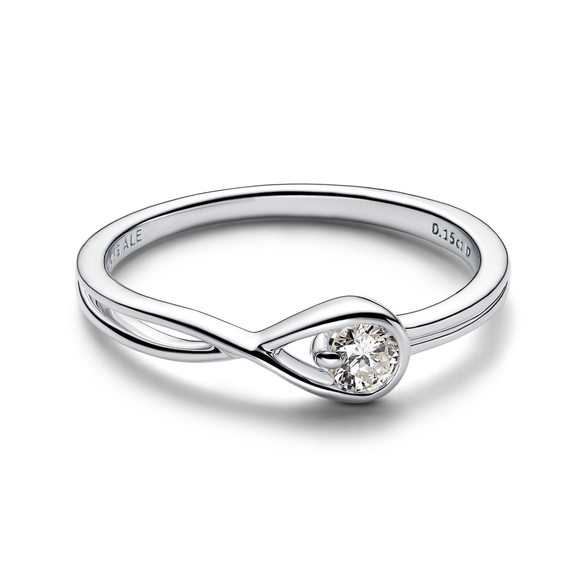 Pandora Women's Brilliance 0.15ct Lab-Created Diamond Sterling Silver Ring - Size CJQQJ6PR_UFKRN