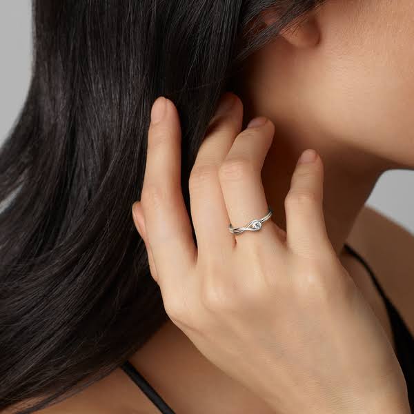 Pandora Women's Brilliance 0.15ct Lab-Created Diamond Sterling Silver Ring - Size CJQQJ6PR_UFKRN