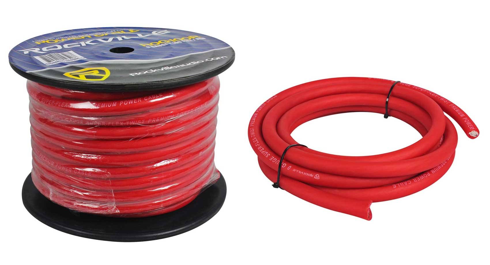 Rockville R0g100 Red 0 Gauge Awg 100 Foot Spool Car Amp Power/BRE3XKXV_4RDLR