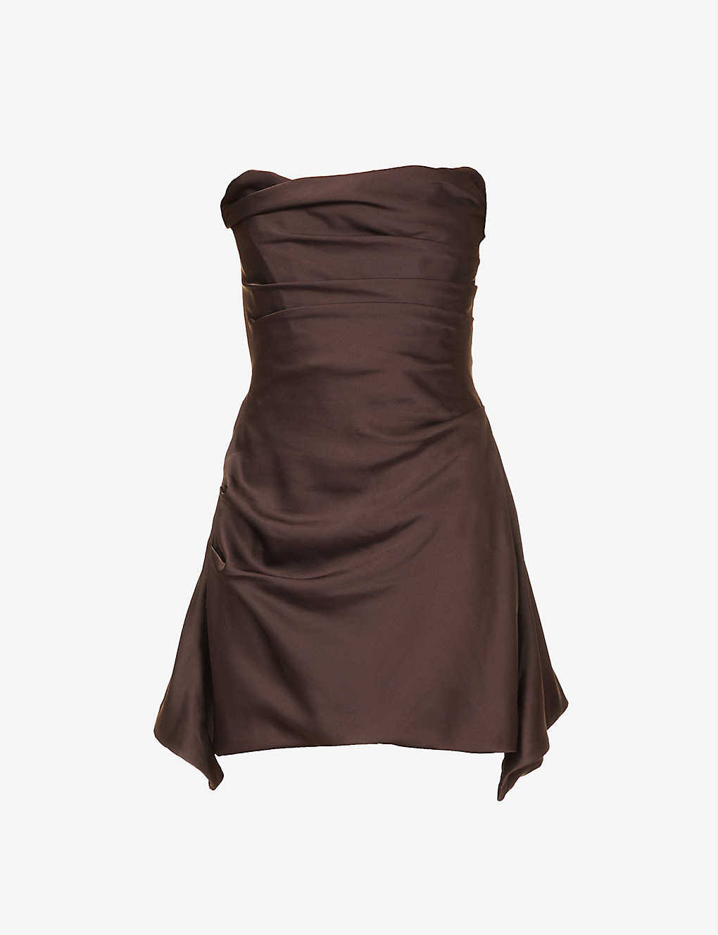 House Of Cb Jasmine Strapless Satin Corset Dress In Chocolate At Nordstrom, Size 2HPLY1QU_2HI2U