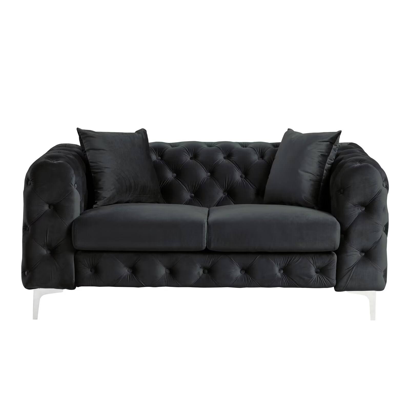 Morden Fort Modern Loveseat Contemporary Two-Seater Sofa With Deep Button Tufting Dutch Velvet, Solid Wood Frame And Iron Legs - 3BTKYUXQ_UY3U8