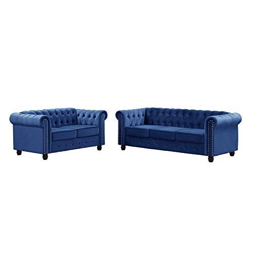 Morden Fort Modern Loveseat Contemporary Two-Seater Sofa With Deep Button Tufting Dutch Velvet, Solid Wood Frame And Iron Legs - 3BTKYUXQ_UY3U8