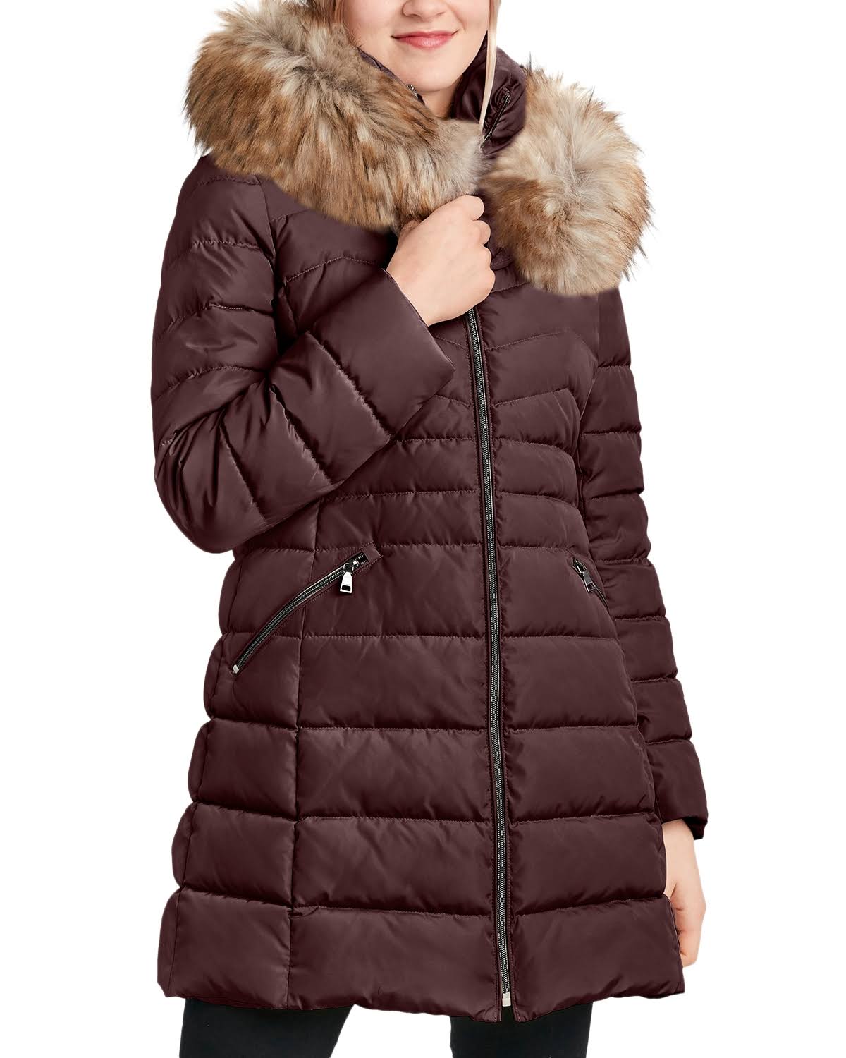 Laundry By Shelli Segal Faux-Fur-Trim Puffer Coat - Black QO8QE9RG_TGX7A
