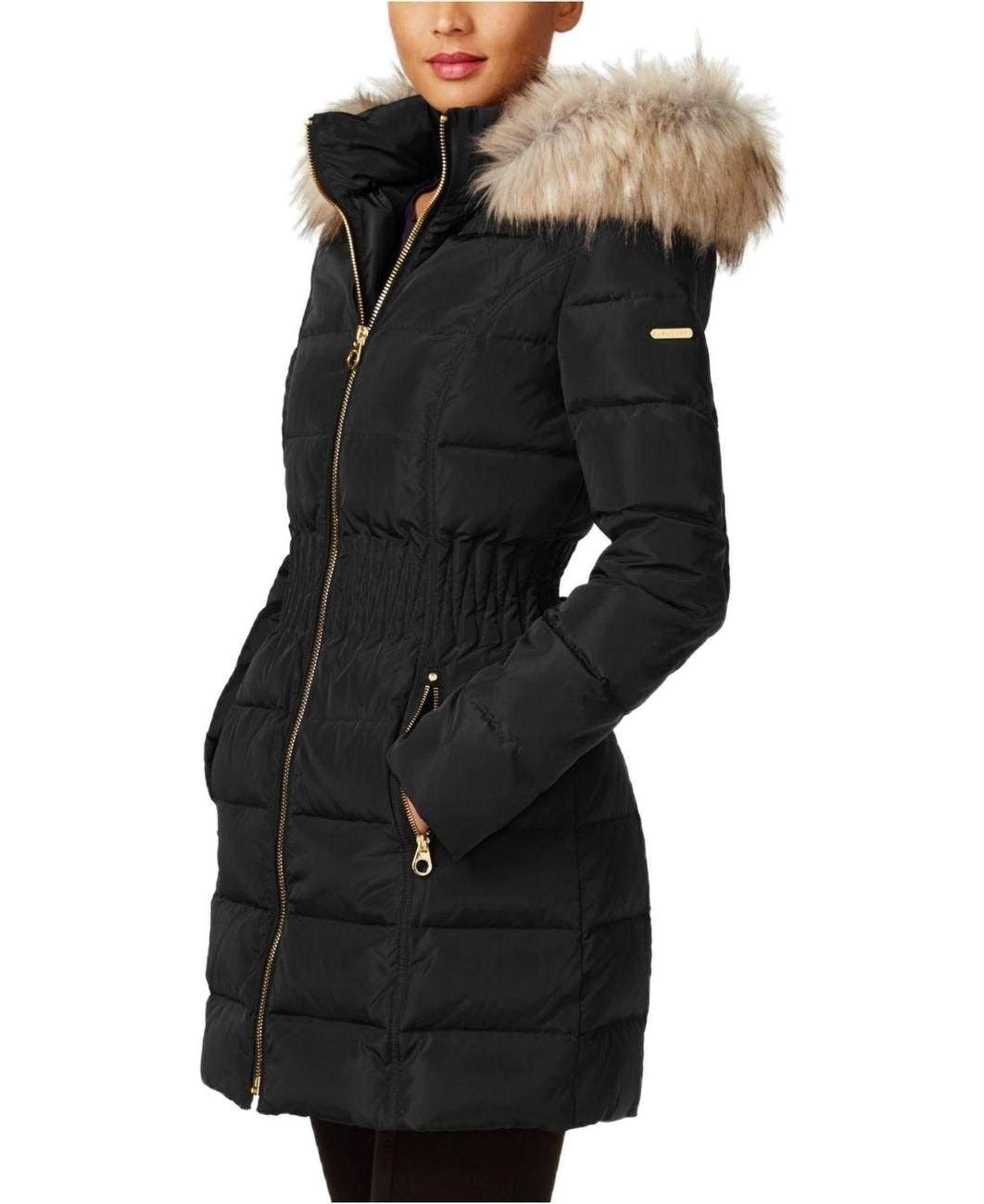 Laundry By Shelli Segal Faux-Fur-Trim Puffer Coat - Black QO8QE9RG_TGX7A