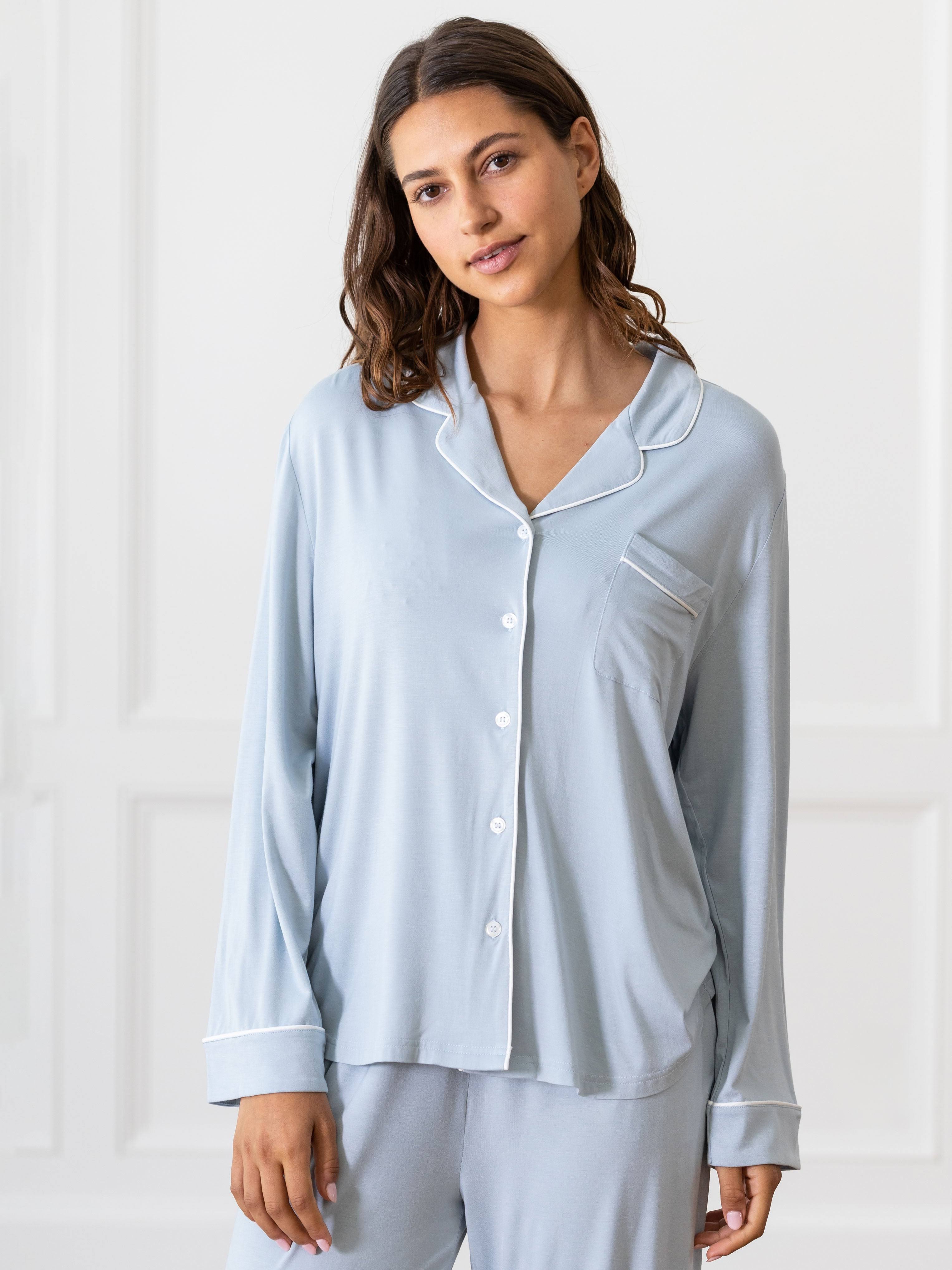 Cozy Earth Women's Long Sleeve Bamboo Pajama Top In Stretch-EB6M1IZ3_DWO6W