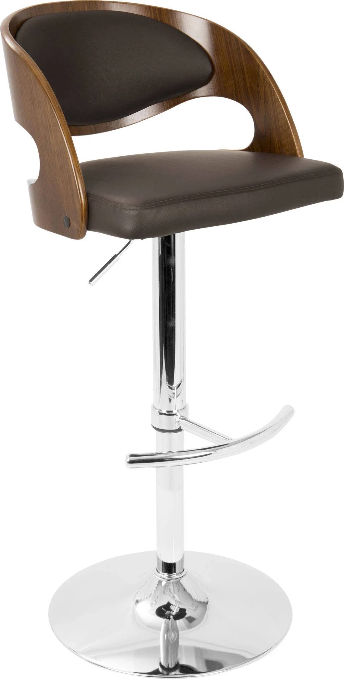 Lumisource Pino Mid-Century Modern Adjustable Barstool With Swivel Walnut 8QPC5HPD_S0RAS