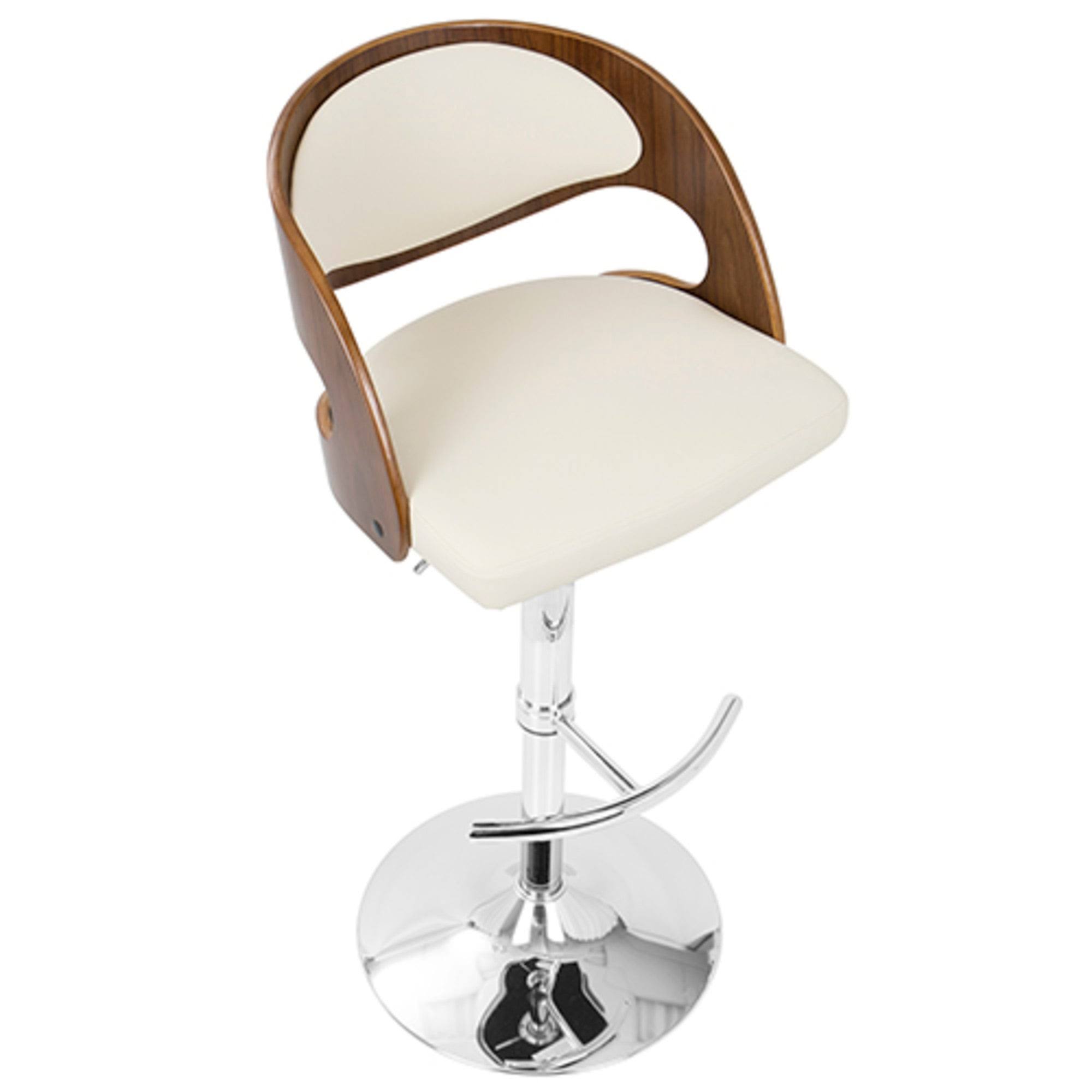 Lumisource Pino Mid-Century Modern Adjustable Barstool With Swivel Walnut 8QPC5HPD_S0RAS
