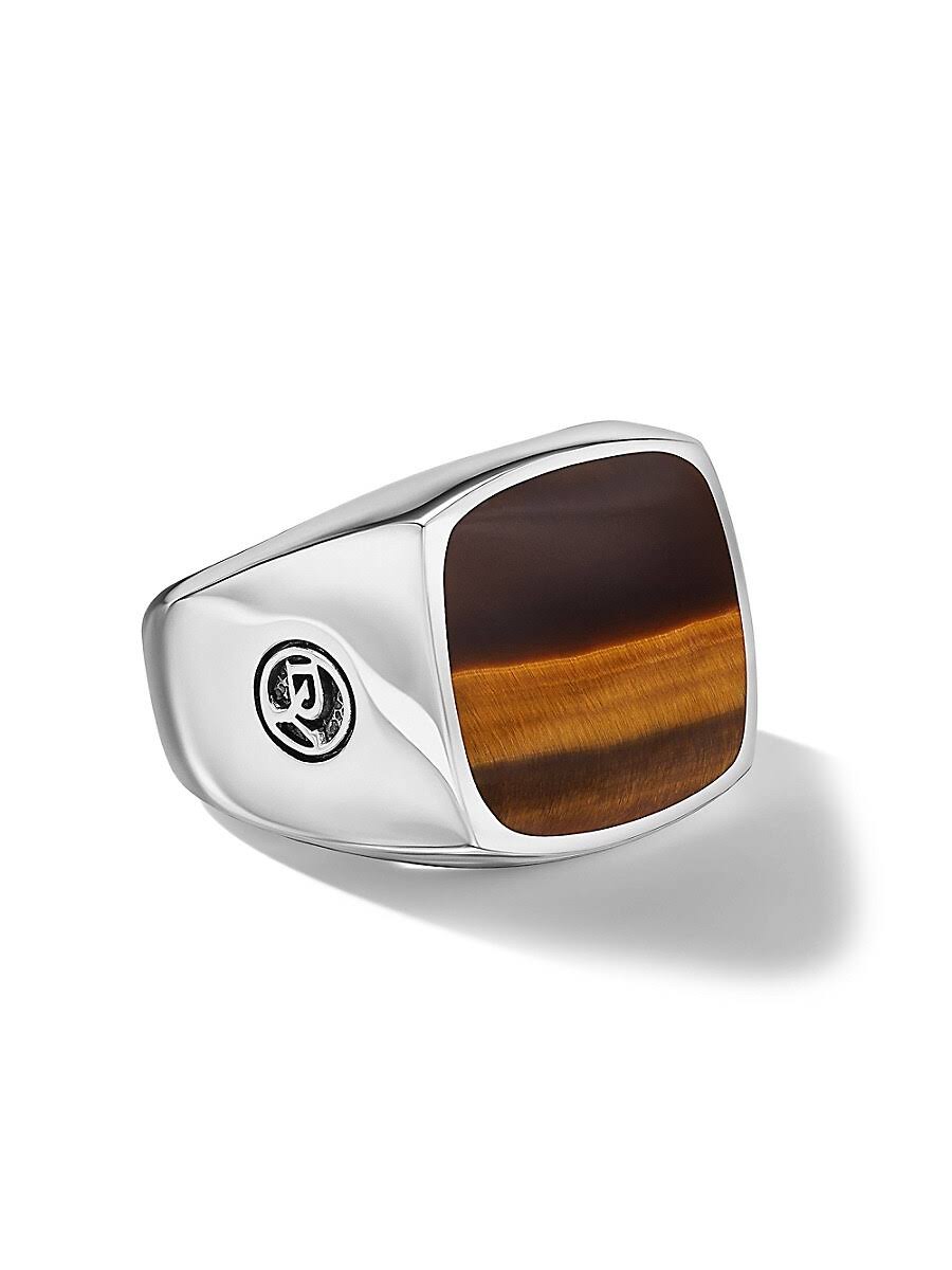 David Yurman Exotic Stone Pietersite Signet Ring - Silver Black TRVJH1WK_VX7BH