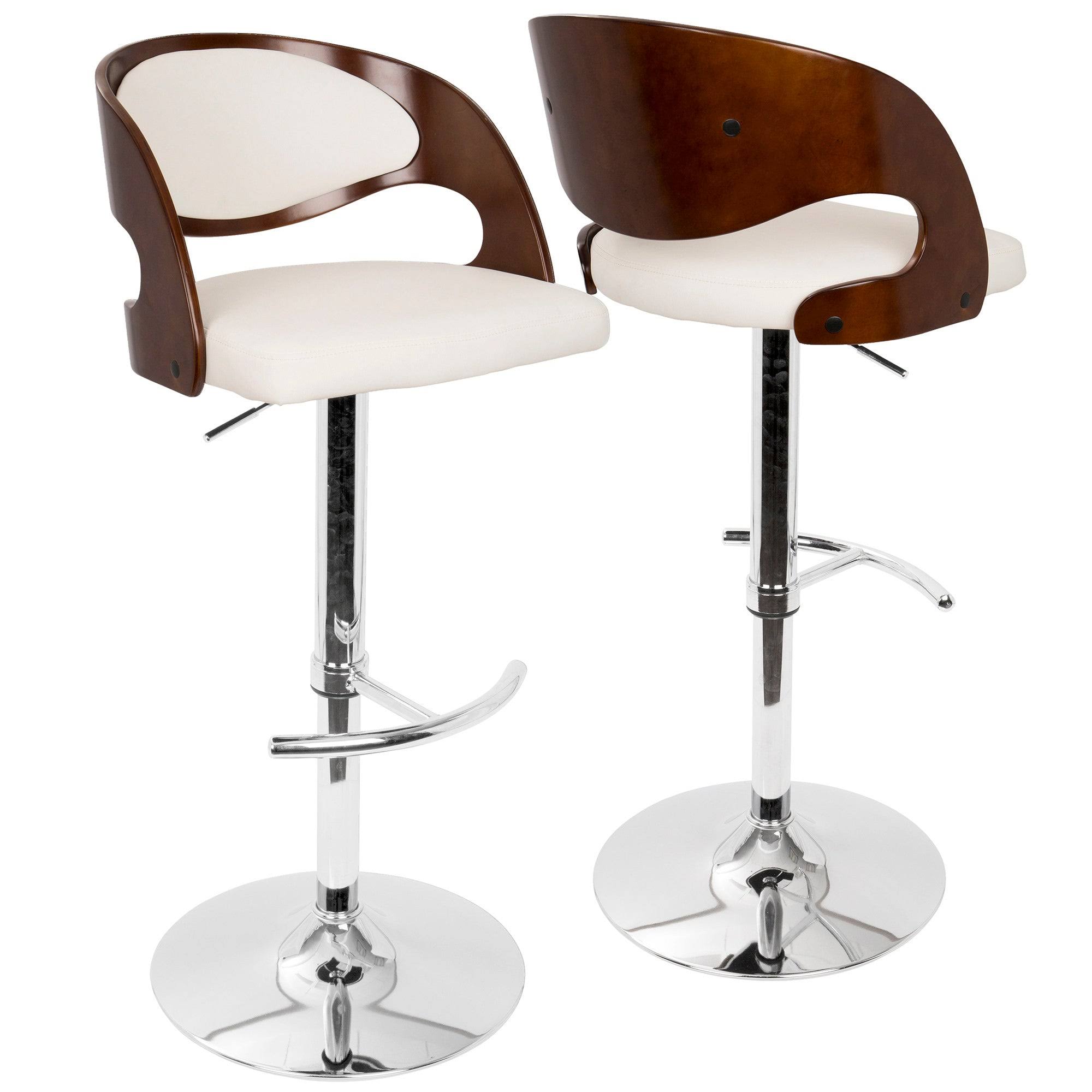Lumisource Pino Mid-Century Modern Adjustable Barstool With Swivel Walnut 8QPC5HPD_S0RAS